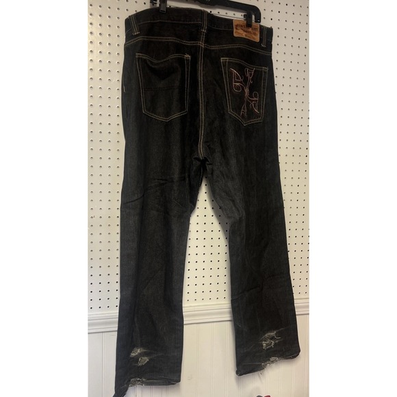 FUBU Jeans Y2K Baggy 40 X 34 Embroidered Gray Skater Streetwear 90s Collection - Picture 1 of 11